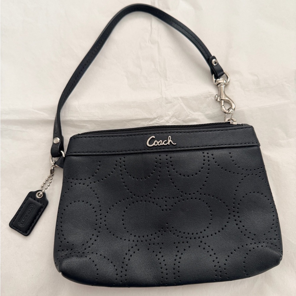Coach Black Perforated Wristlet